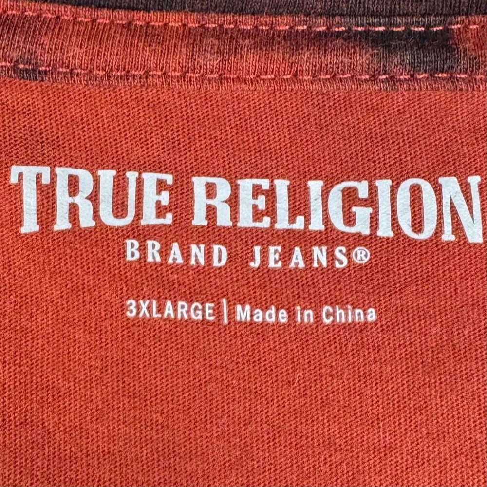 True Religion Tie Dye‎ Arc Logo T-Shirt Streetwear Men 3XL Red Black Hype Y2K